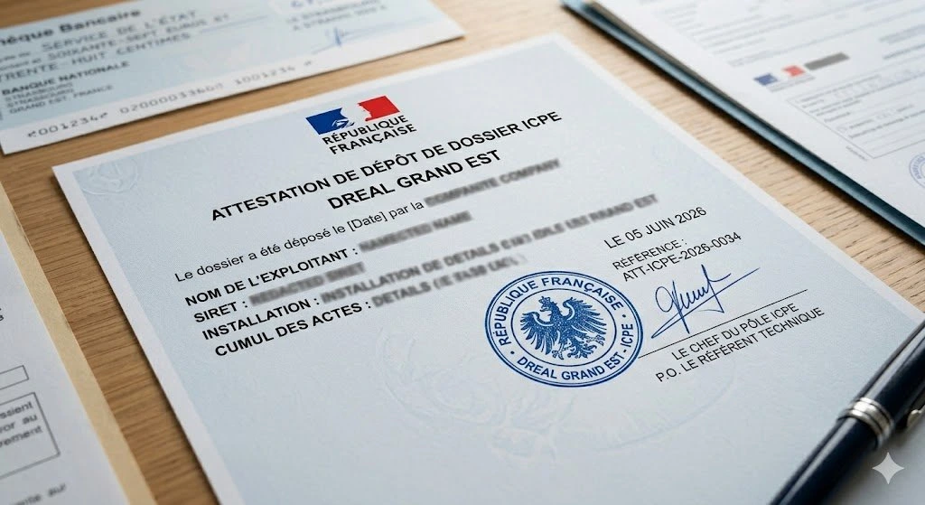 Document officiel AVDT avec tampon et signature DREAL
